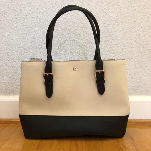 Kate Spade Black & Creme Tote (Large) - Picture 1 of 5